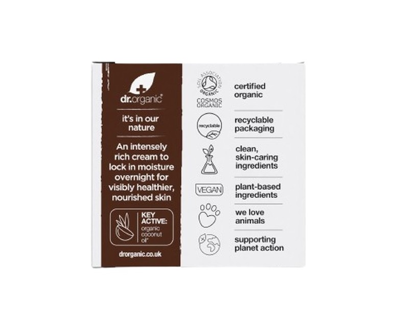 Crema de noche Aceite de Coco Virgen Orgánico 50 ml de crema Dr. Organic
