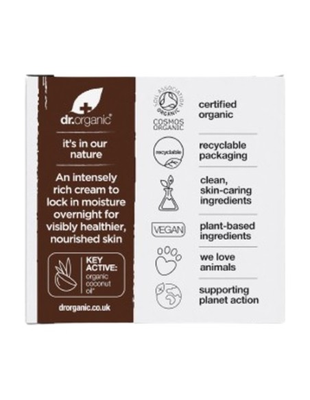Crema de noche Aceite de Coco Virgen Orgánico 50 ml de crema Dr. Organic
