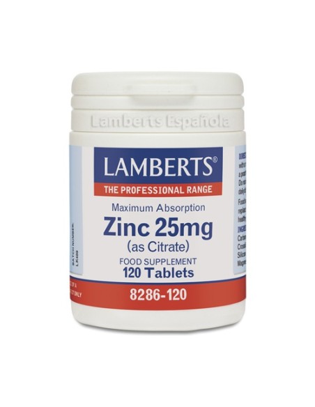 Zinc 120 tabletas de 25mg Lamberts