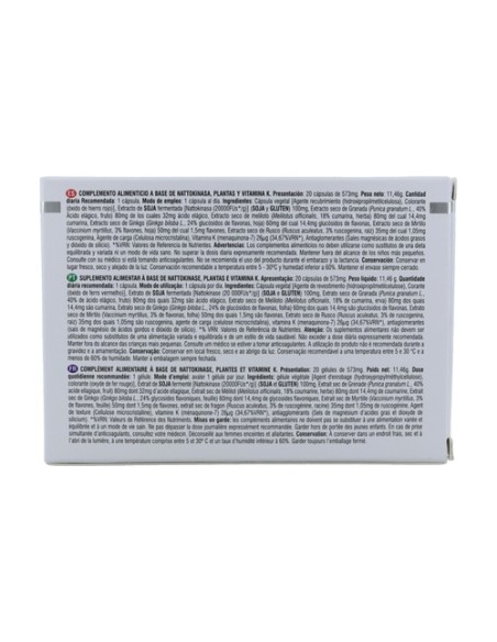 Nattovein apoyo al flujo sanguíneo 20 cápsulas de 768mg Prisma Natural