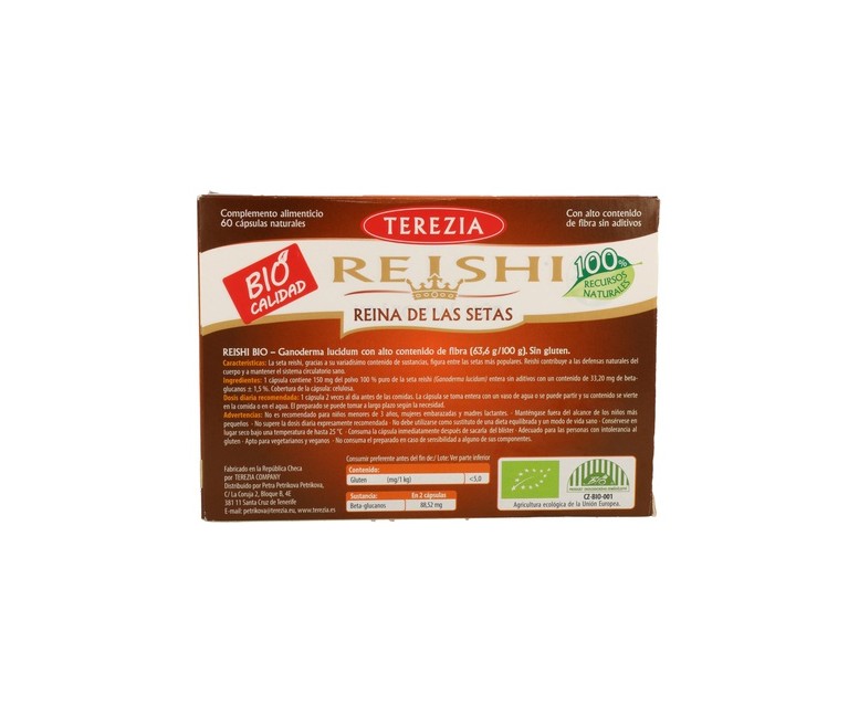 Reishi 100% Bio 60 cápsulas Terezia Company