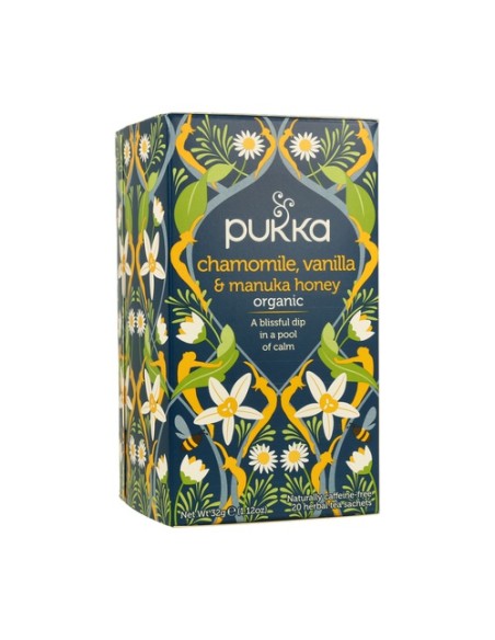 Infusión Manzanilla, Vainilla y Miel Manuka BIO 20 bolsitas infusoras Pukka