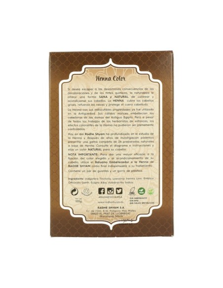 Henna Castaño Intenso en Polvo 100 g Radhe Shyam