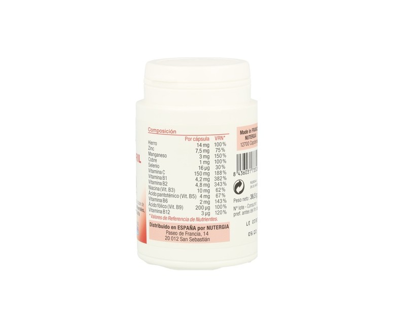 Ergyferil hierro 60 cápsulas Nutergia