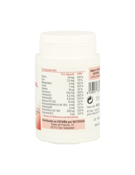 Ergyferil hierro 60 cápsulas Nutergia