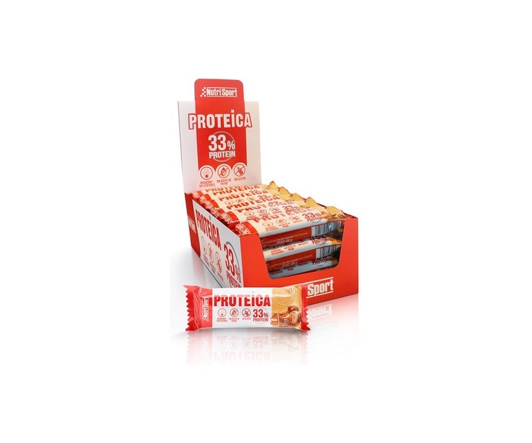 Caja de barritas proteicas caramelo salado 24 barritas de 44g (Caramelo) Nutrisport