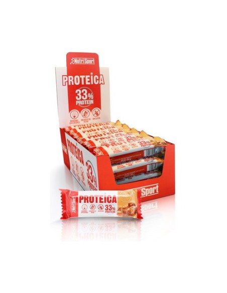 Caja de barritas proteicas caramelo salado 24 barritas de 44g (Caramelo) Nutrisport