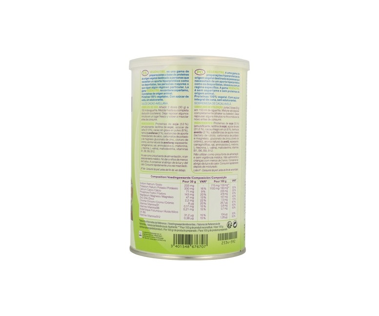 Vegenutril proteína vegetal cacao y avellana 300 g de polvo Nutergia
