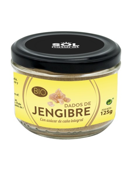 Dados confitados de jengibre Bio 125 g Sol Natural