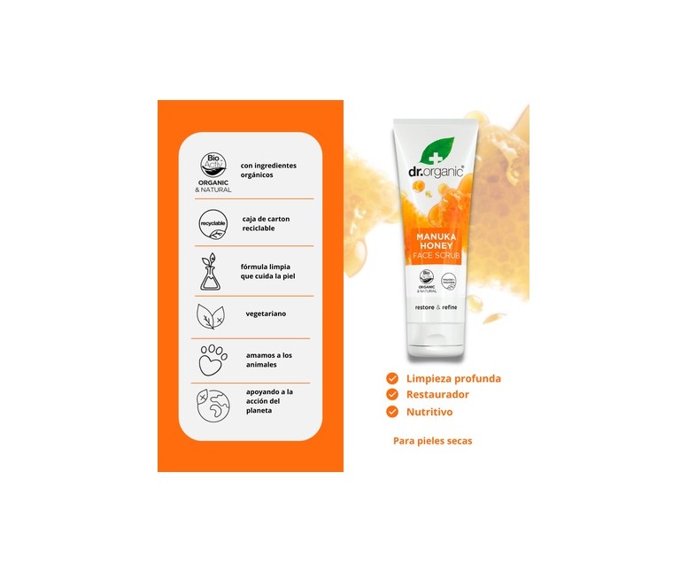 Exfoliante Facial Miel de Manuka - Piel seca 125 ml Dr. Organic