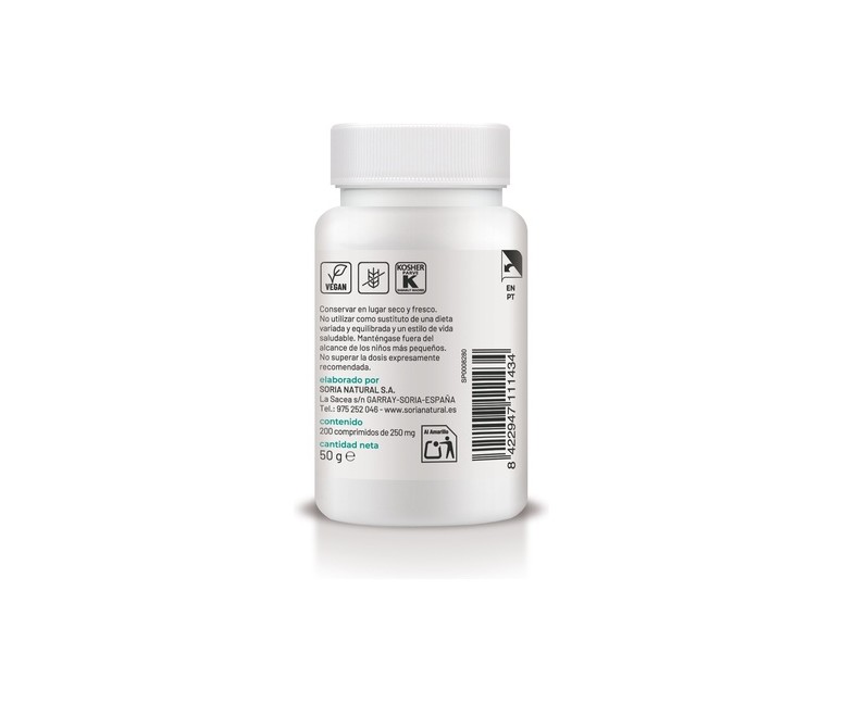 Selenio liberación sostenida 200 comprimidos de 250mg Soria Natural