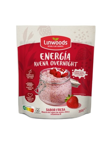 Avena overnight energía 300 g de polvo (Fresa) Linwoods