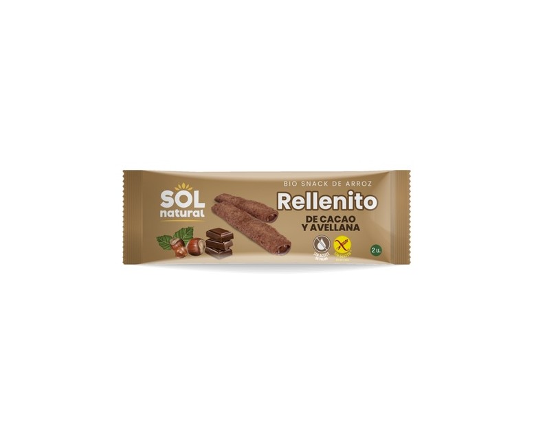Snack Rellenito de chocolate y avellanas sin gluten Bio 25 g (Avellana - Chocolate) Sol Natural