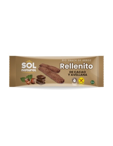 Snack Rellenito de chocolate y avellanas sin gluten Bio 25 g (Avellana - Chocolate) Sol Natural