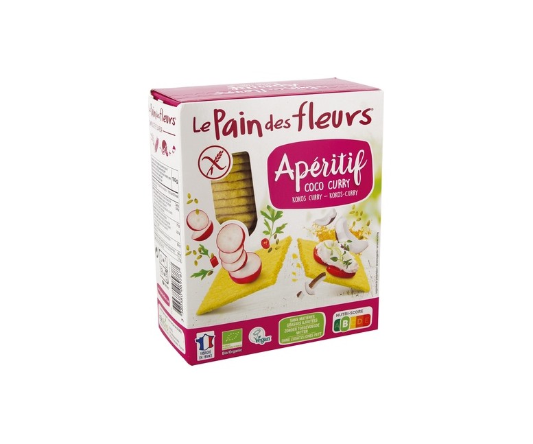 Tostadas Crujientes Aperitivo Coco y Curry Bio Sin Gluten 150 g (Coco) Le pain des fleurs