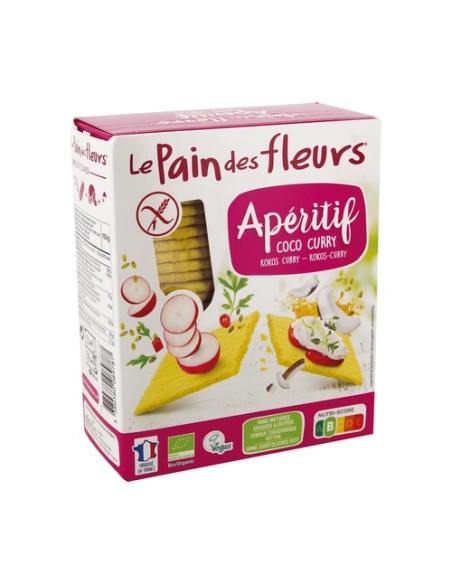 Tostadas Crujientes Aperitivo Coco y Curry Bio Sin Gluten 150 g (Coco) Le pain des fleurs