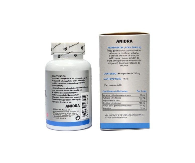 Anidra apoyo al sistema nervioso 60 cápsulas vegetales de 780mg Akame
