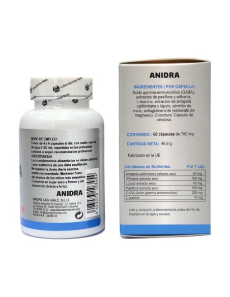 Anidra apoyo al sistema nervioso 60 cápsulas vegetales de 780mg Akame