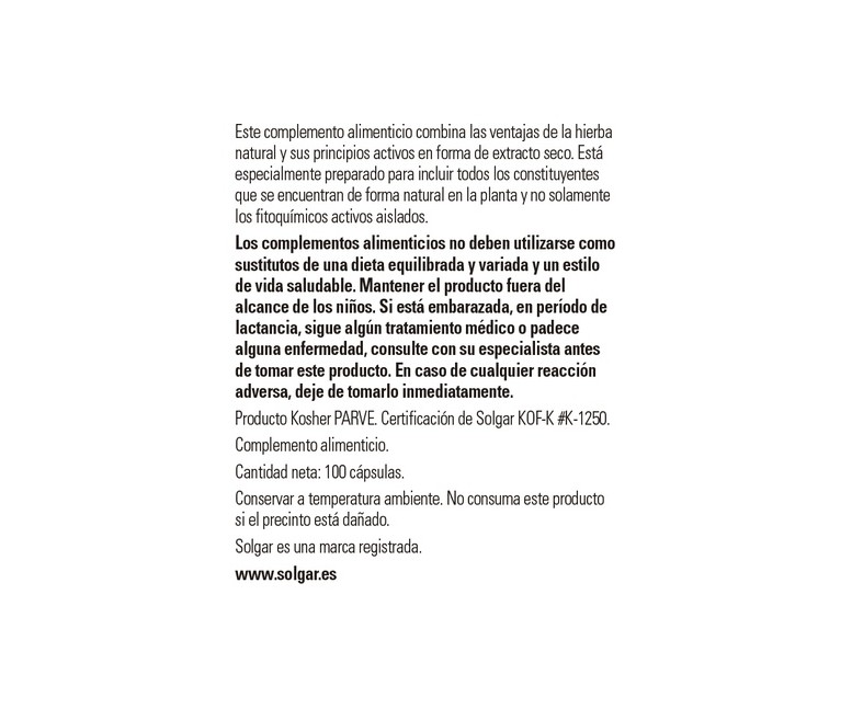 Diente de León 100 cápsulas de 520mg Solgar
