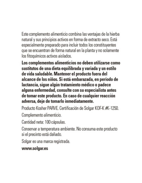 Diente de León 100 cápsulas de 520mg Solgar