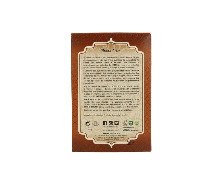 Henna color Castaño oscuro 100 g Radhe Shyam