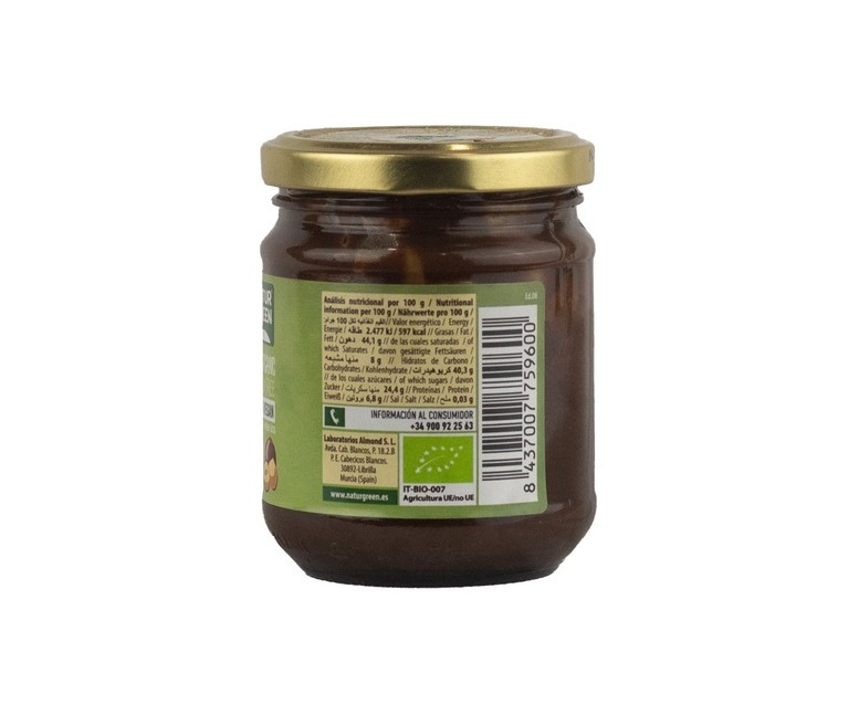 Crema de avellana y algarroba Bio 200 g de crema NaturGreen