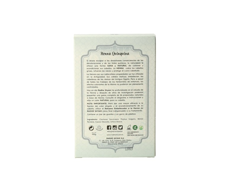 Henna Quinquina en polvo 100 g de polvo Radhe Shyam