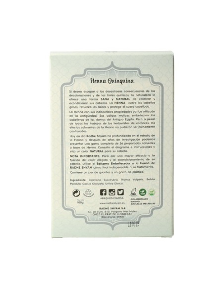 Henna Quinquina en polvo 100 g de polvo Radhe Shyam