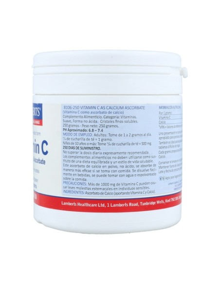 Vitamina C - Ascorbato de calcio 250 g Lamberts