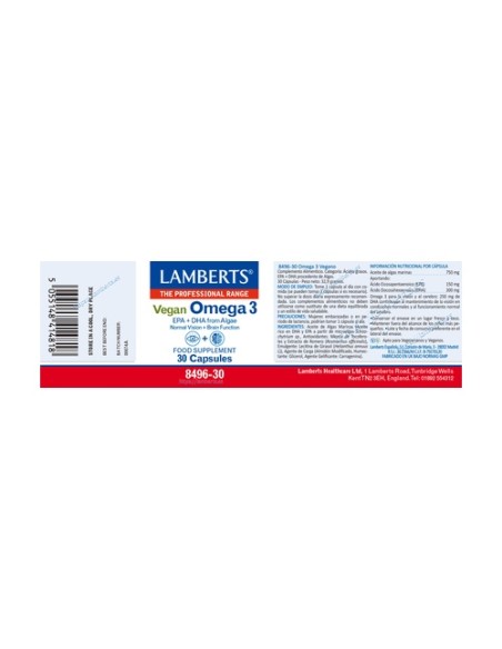 Omega 3 vegano 30 cápsulas Lamberts
