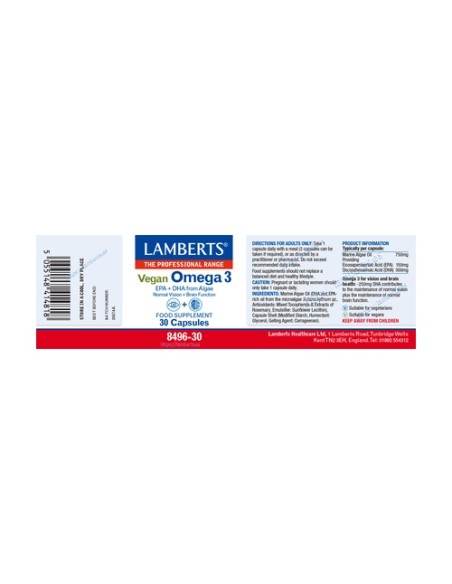 Omega 3 vegano 30 cápsulas Lamberts