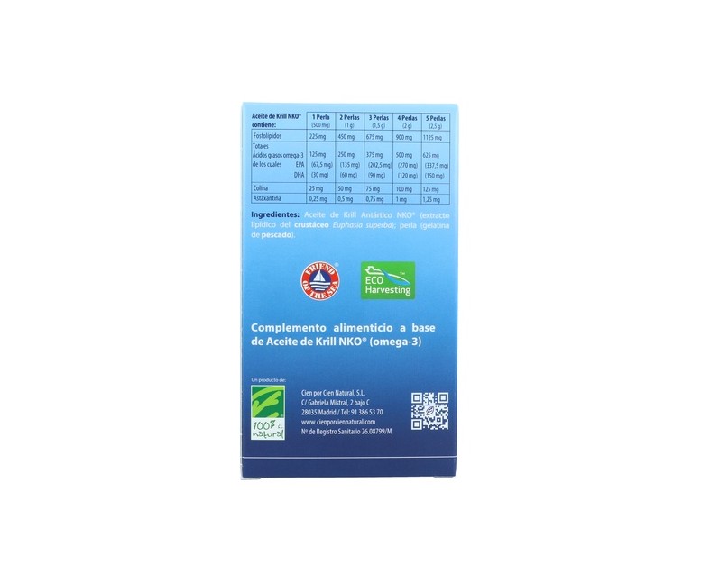Aceite de krill NKO 120 120 perlas de 500mg 100% Natural