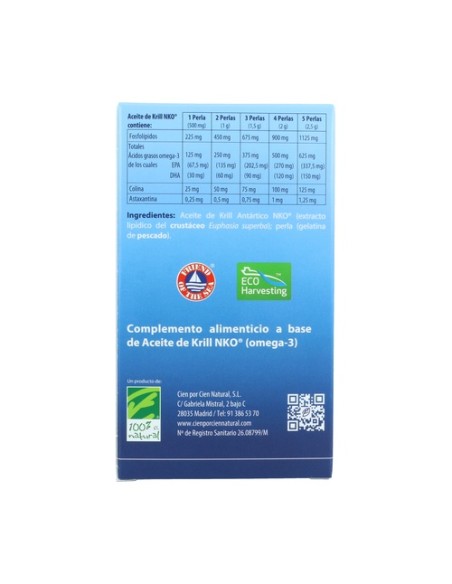 Aceite de krill NKO 120 120 perlas de 500mg 100% Natural