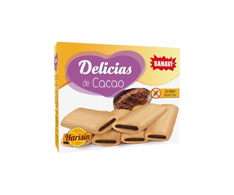 Delicias de cacao sin gluten 6 barritas de 25g Sanavi