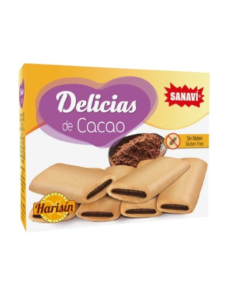Delicias de cacao sin gluten 6 barritas de 25g Sanavi