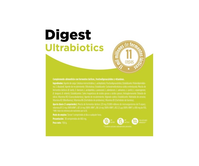 Digest Ultrabiotics 30 comprimidos de 660mg Eladiet