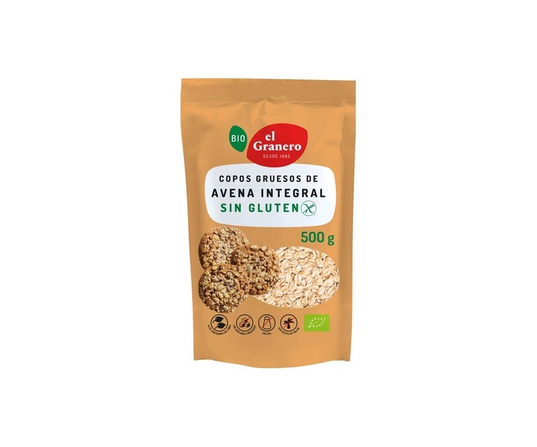 Copos gruesos de avena integral sin gluten Bio 500 g El Granero Integral
