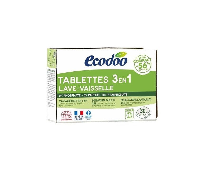 Lavavajillas tabletas para maquina 3 en 1 30 unidades Ecodoo