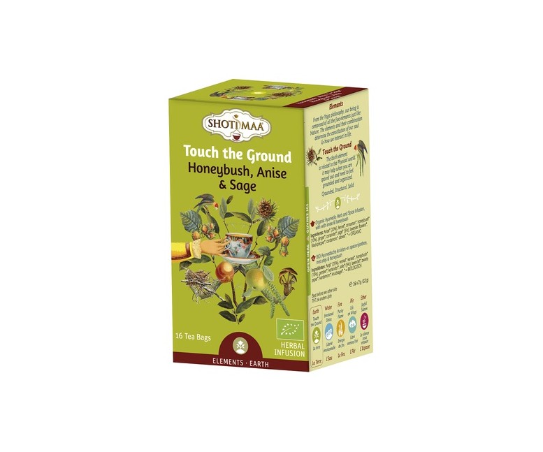 Té de hierbas ayurvédicas Honeybush Anise and Sage - Touch the Ground 16 bolsitas infusoras de 2g Haris Treasures
