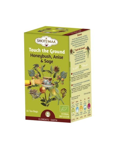 Té de hierbas ayurvédicas Honeybush Anise and Sage - Touch the Ground 16 bolsitas infusoras de 2g Haris Treasures