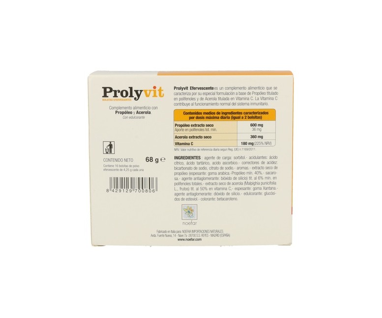 Prolyvit (Vitamina C) Efervescente Prolisan 16 sobres Noefar