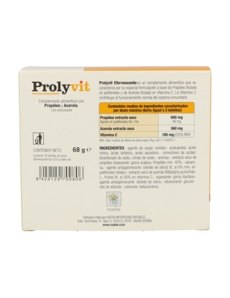 Prolyvit (Vitamina C) Efervescente Prolisan 16 sobres Noefar