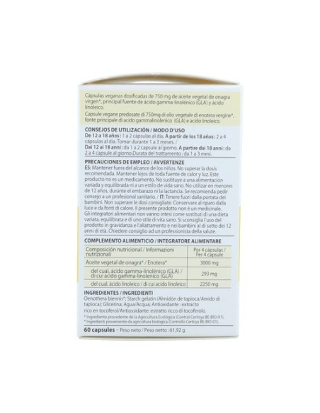 Cápsulas de Aceite Vegetal de Onagra 60 cápsulas Pranarom