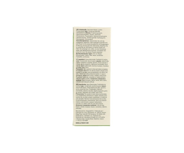 Altrient R-ALA - Liposomal Ácido Alfa Lipoico 30 sobres Altrient/Results RNA/Neutrient