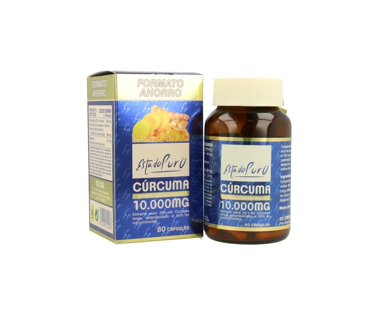 Cúrcuma 10.000 mg 80 cápsulas vegetales Estado Puro