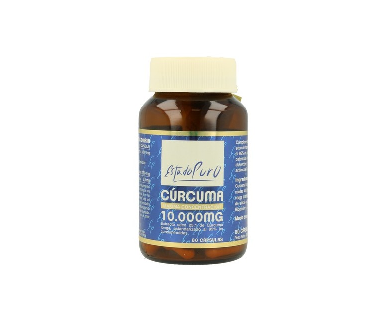 Cúrcuma 10.000 mg 80 cápsulas vegetales Estado Puro