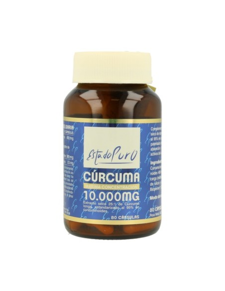 Cúrcuma 10.000 mg 80 cápsulas vegetales Estado Puro
