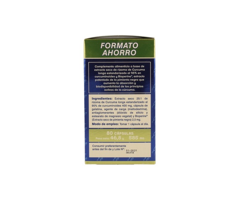 Cúrcuma 10.000 mg 80 cápsulas vegetales Estado Puro