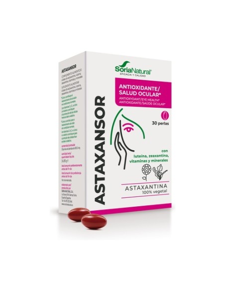 Astaxansor - Protector Ocular con Astaxantina 30 perlas de 790mg (790mg) Soria Natural