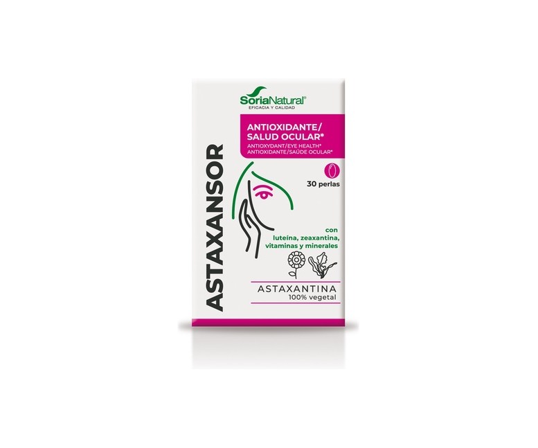 Astaxansor - Protector Ocular con Astaxantina 30 perlas de 790mg (790mg) Soria Natural